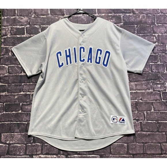VTG‎ Chicago Cubs Fukudome #1 Jersey Mens XL Gray Blue MLB Baseball Majestic